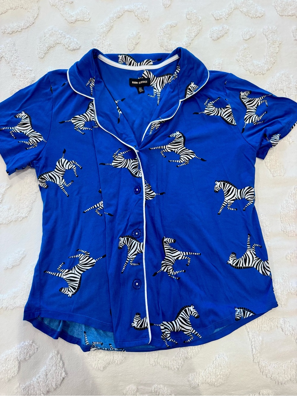 Room Service Blue Zebra Print Pajama Set